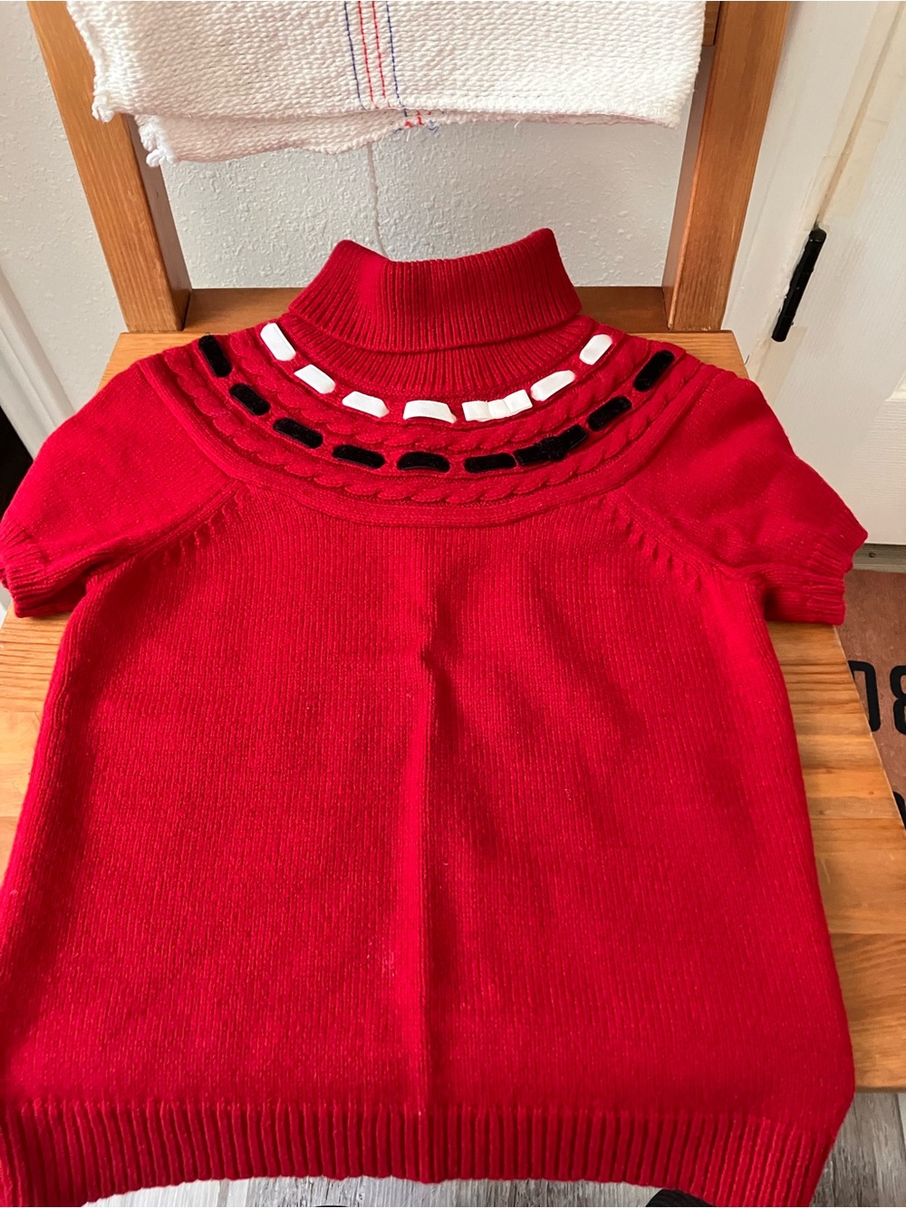 Gymboree Red Short-Sleeve Turtleneck Sweater with Black & White Yoke Accents